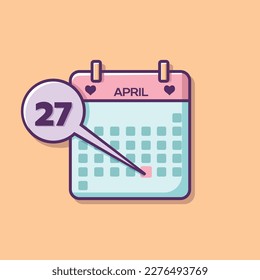 April calendar in the form of a vector drawing, indicating each day.
