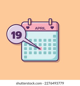 Calendario de abril en forma de dibujo vectorial, indicando cada día.