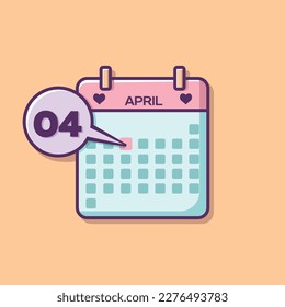 Calendario de abril en forma de dibujo vectorial, indicando cada día.
