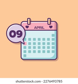 April calendar in the form of a vector drawing, indicating each day.
