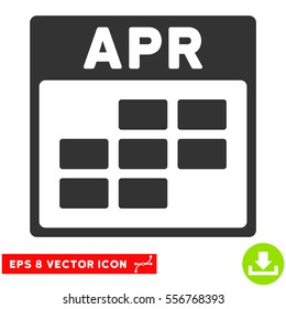 April Calendar Grid icon. Vector EPS illustration style is flat iconic symbol, gray color.