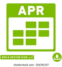 April Calendar Grid icon. Vector EPS illustration style is flat iconic symbol, eco green color.