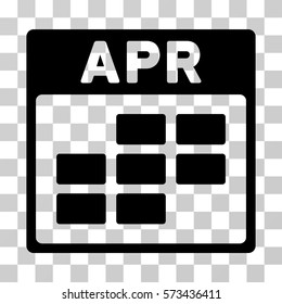 April Calendar Grid icon. Vector illustration style is flat iconic symbol, black color, transparent background. Designed for web and software interfaces.