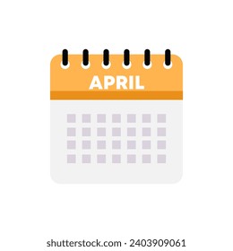 April calendar icon. Flat, orange, calendar with month April, wall calendar icon. Vector icon