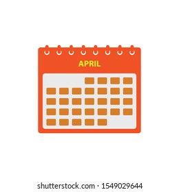 April Calendar Icon Set. Flat style vector EPS.