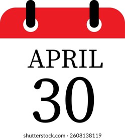 April calendar icon set.Calendar event reminder date.calendar date icon on white background.