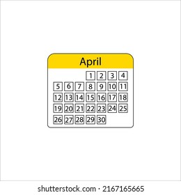 Calendario de abril. Plantilla de diseño moderna para el diseño de impresión. Ilustración vectorial. imagen de stock. 