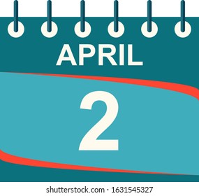 April calendar per day / vector/ 2 April