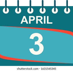 April calendar per day / vector/ 3 April