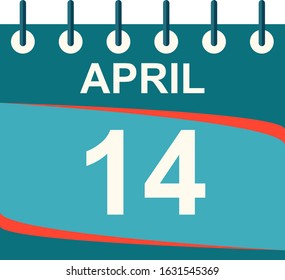April calendar per day / vector/ 14 April