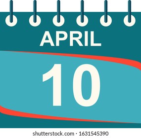 April calendar per day / vector/ 10 April