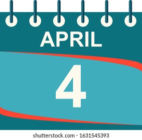 April calendar per day / vector/ 4 April