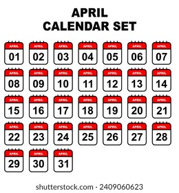 april calendar set vector editable