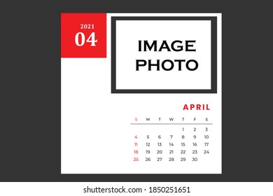 April calendar template with black background colors