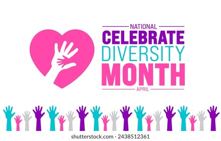 April ist Celebrate Diversity Month Hintergrundvorlage. Urlaubskonzept. Verwenden Sie, um Hintergrund-, Banner-, Plakat-, Karten- und Poster-Design-Vorlage mit Textinschrift und Standardfarbe zu verwenden. Vektor