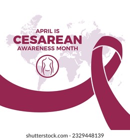 April is Cesarean Awareness Month vector illustration. Burgundy awareness ribbon icon vector. C-section symbol. Important day