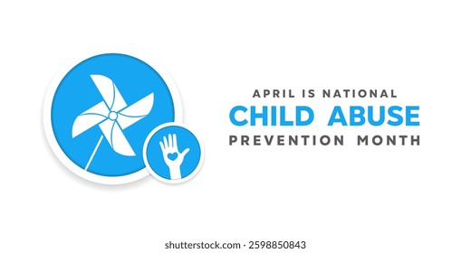 April is Child Abuse Prevention Month. Windmill, hand and heart. Great for posters, banner, social media and more. White background.