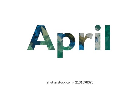 April. Farbiger Typografie-Textbanner. Vektorgrafik des Wortes april