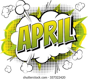 April - Comic book style word.