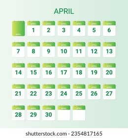 April - Daily calendar in one group set each month