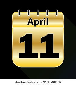 April day 11 Gold - Calendar Icon - Vector Illustration