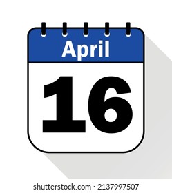 April day 16 blue - Calendar Icon - Vector Illustration