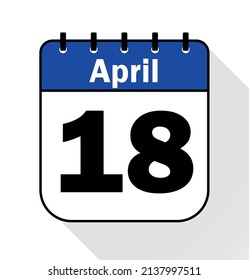 April day 18 blue - Calendar Icon - Vector Illustration