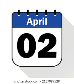April day 2 blue - Calendar Icon - Vector Illustration