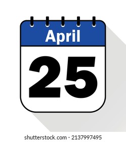 April day 25 blue - Calendar Icon - Vector Illustration