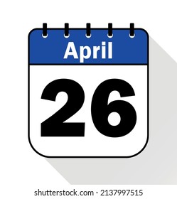 April day 26 blue - Calendar Icon - Vector Illustration
