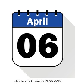 April day 6 blue - Calendar Icon - Vector Illustration