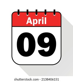 April day 9 red - Calendar Icon - Vector Illustration