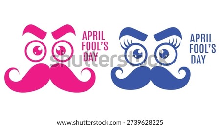 April Fool’s Day Funny Face Illustration with Mustache and Cartoon Eyes