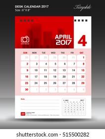 April Desk calendar 2017 year, corporate business flyer design,Size 6x8 inch vertical