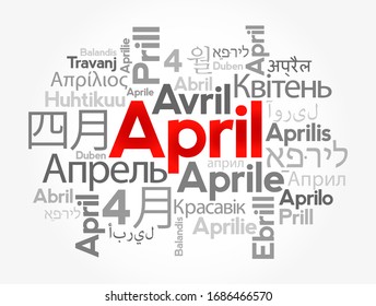 April in different languages of the world, word cloud concept background