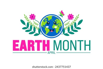 April ist Earth Month Hintergrundvorlage. Urlaubskonzept. Verwenden Sie, um Hintergrund-, Banner-, Plakat-, Karten- und Poster-Design-Vorlage mit Textbeschriftung und Standardfarbe. Vektor-Illustration.