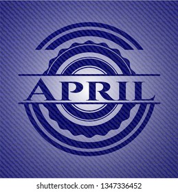 April emblem with denim texture