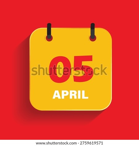 april fifth date calendar icon with yellow card on red background for seasonal business planning