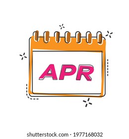 APRIL. A flip calendar sheet with the name of the month of the year. Flat style.