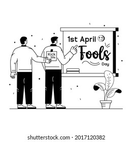 April fool day beautifully design in glyph illustration style 