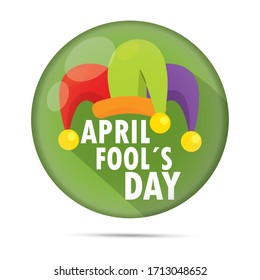 April fool day button with a harlequin hat - Vector