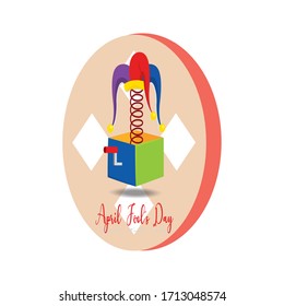 April fool day button with a joke box - Vector