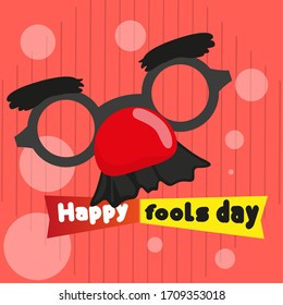 April fool day card with a joke mask - Vector