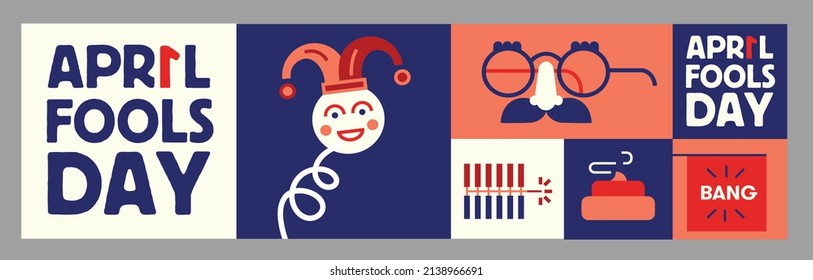 April fool day with decoration vector illustration design.  Social media templates for april fool's day. 