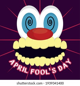 April fool day poster. Crazy face expression - Vector