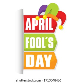 April fool day poster with a harlequin hat - Vector