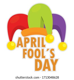 April fool day poster with a harlequin hat - Vector