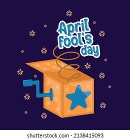 April fool day template text comming out of a surprise box Vector