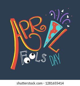 April fool day word vector illustration