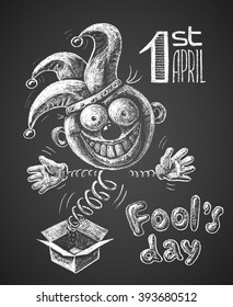 April Fool drawn on chalkboard